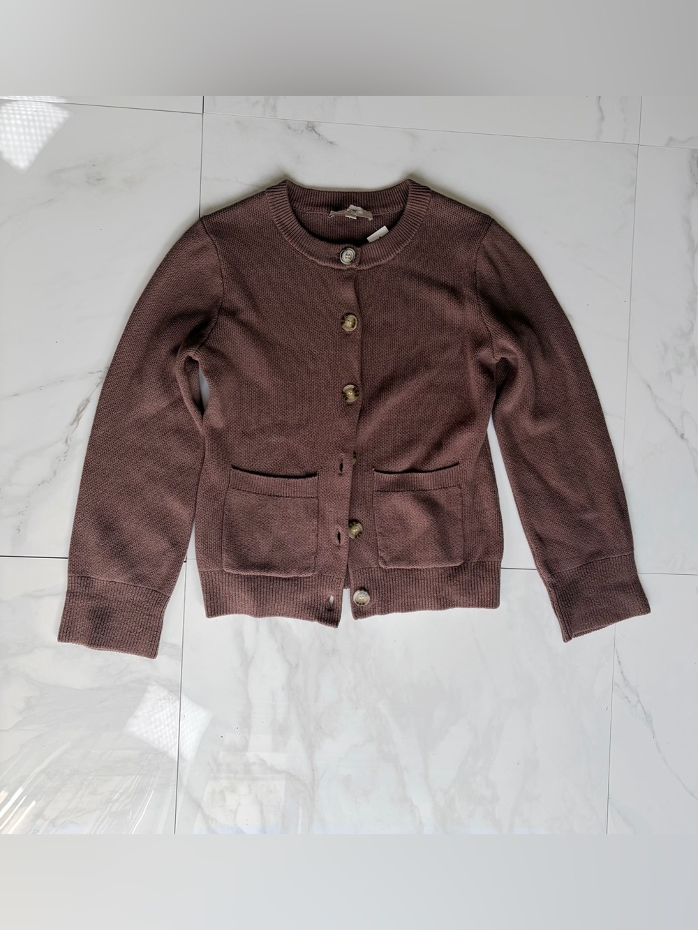LOFT Brown Cotton Button Front Cardigan Sweater Jacket Size Small NWT